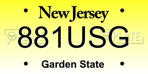881USG New Jersey License Plate