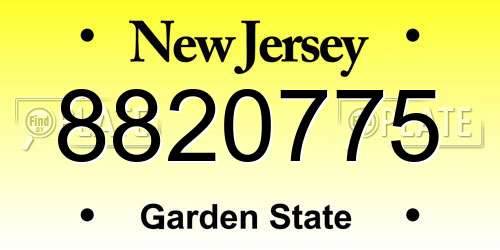 8820775 New Jersey License Plate