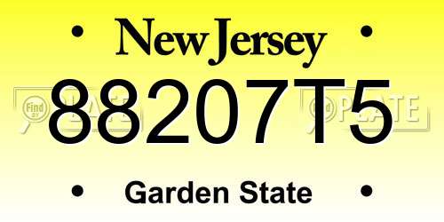 88207T5 New Jersey License Plate