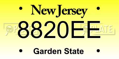 8820EE New Jersey License Plate