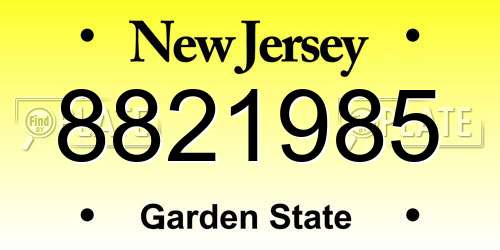 8821985 New Jersey License Plate
