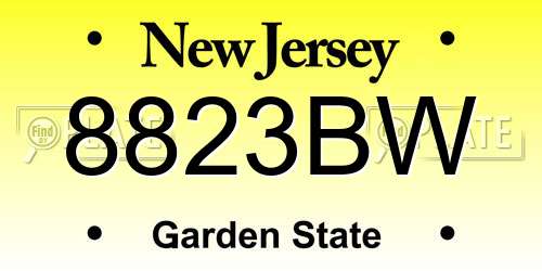 8823BW New Jersey License Plate