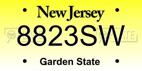 8823SW New Jersey License Plate