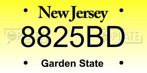 8825BD New Jersey License Plate