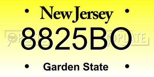 8825BO New Jersey License Plate