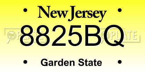 8825BQ New Jersey License Plate