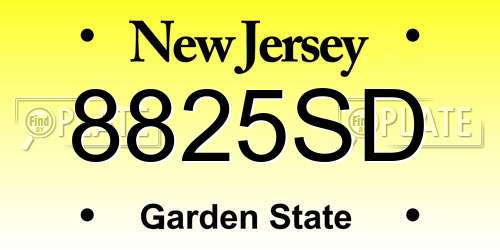 8825SD New Jersey License Plate