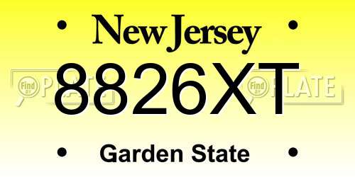 8826XT New Jersey License Plate