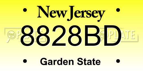 8828BD New Jersey License Plate