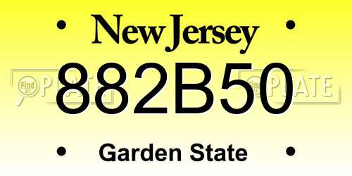 882B50 New Jersey License Plate