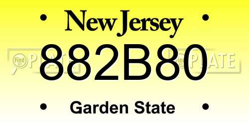 882B80 New Jersey License Plate