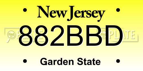 882BBD New Jersey License Plate