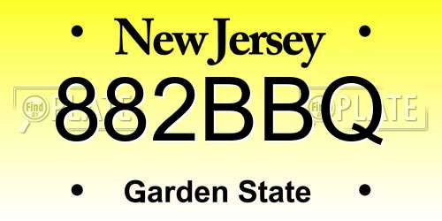 882BBQ New Jersey License Plate