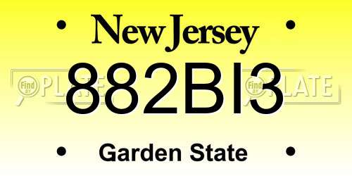 882BI3 New Jersey License Plate