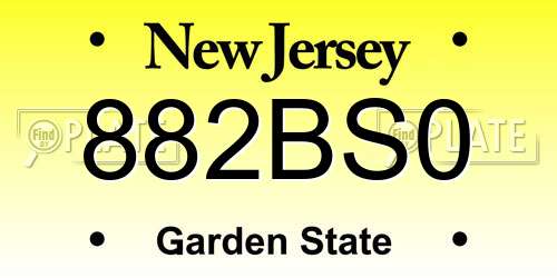 882BS0 New Jersey License Plate