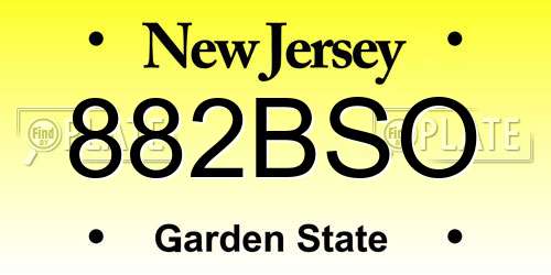 882BSO New Jersey License Plate