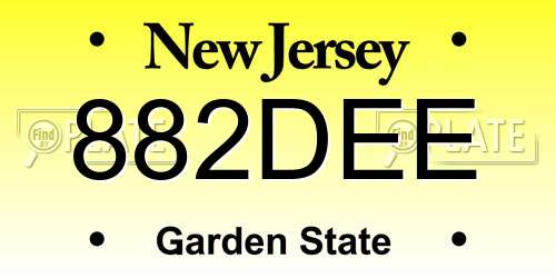882DEE New Jersey License Plate