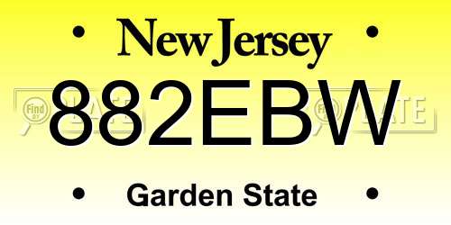 882EBW New Jersey License Plate