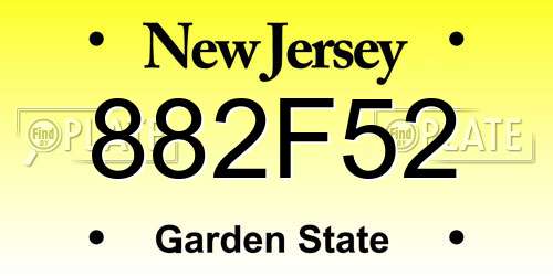 882F52 New Jersey License Plate