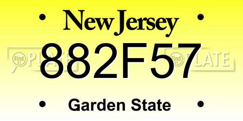 882F57 New Jersey License Plate