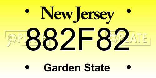 882F82 New Jersey License Plate