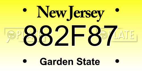 882F87 New Jersey License Plate
