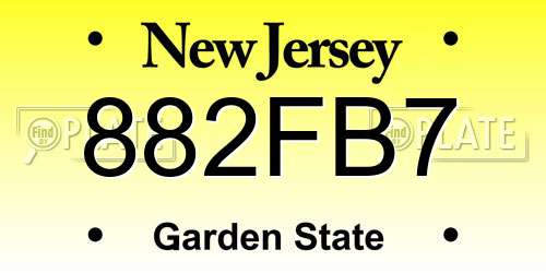 882FB7 New Jersey License Plate