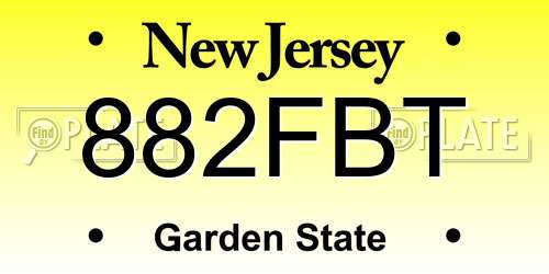 882FBT New Jersey License Plate