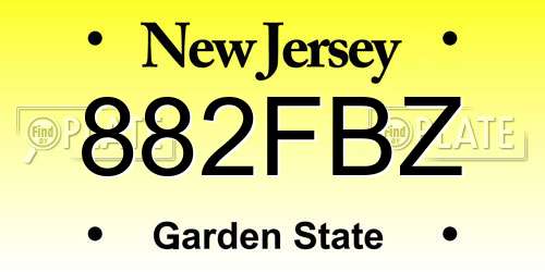 882FBZ New Jersey License Plate