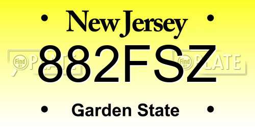 882FSZ New Jersey License Plate