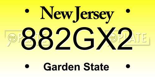 882GX2 New Jersey License Plate