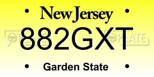 882GXT New Jersey License Plate
