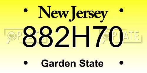 882H70 New Jersey License Plate