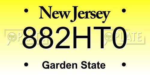 882HT0 New Jersey License Plate