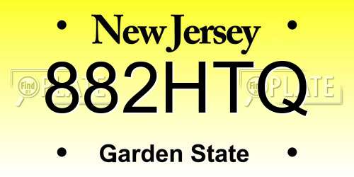 882HTQ New Jersey License Plate