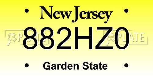 882HZ0 New Jersey License Plate