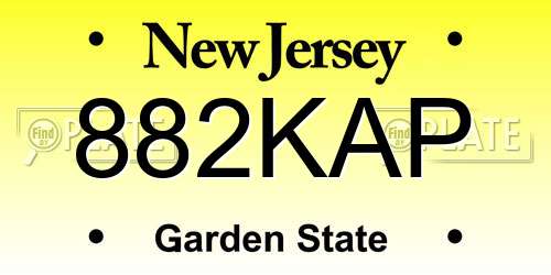 882KAP New Jersey License Plate