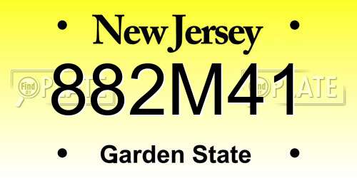 882M41 New Jersey License Plate