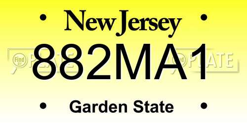 882MA1 New Jersey License Plate