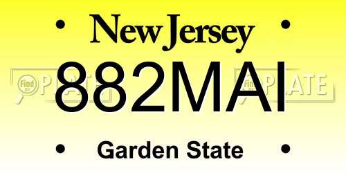 882MAI New Jersey License Plate