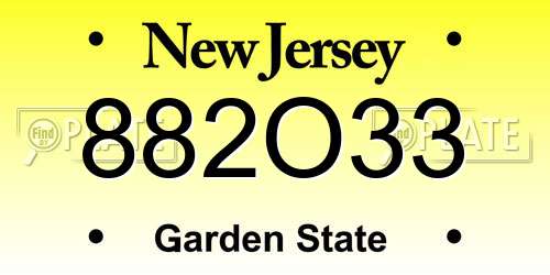 882O33 New Jersey License Plate