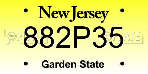 882P35 New Jersey License Plate