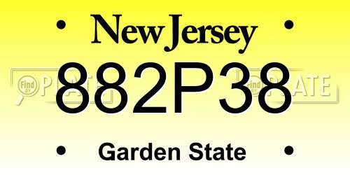 882P38 New Jersey License Plate