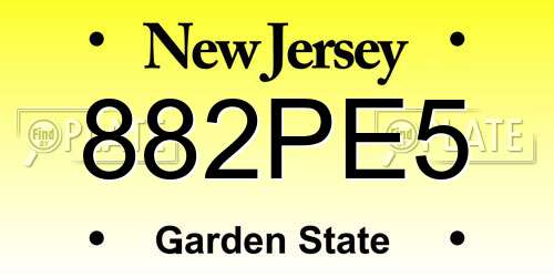 882PE5 New Jersey License Plate