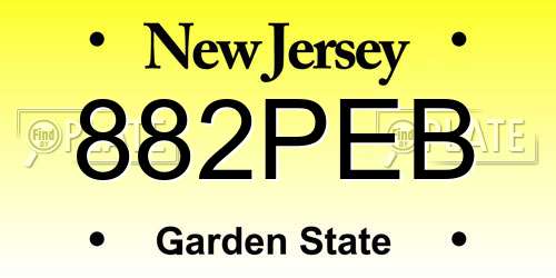 882PEB New Jersey License Plate