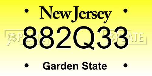 882Q33 New Jersey License Plate