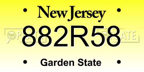 882R58 New Jersey License Plate