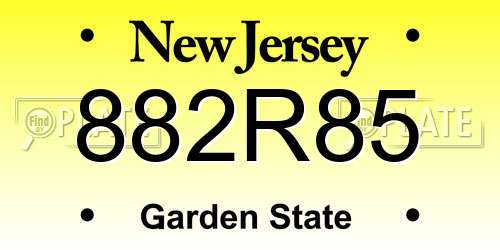 882R85 New Jersey License Plate