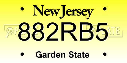 882RB5 New Jersey License Plate