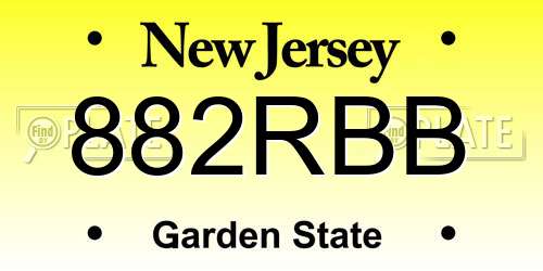 882RBB New Jersey License Plate